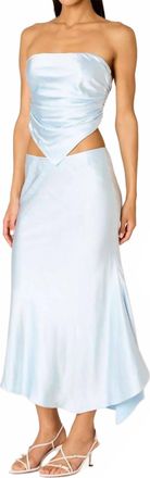 Nia Beatrice Satin Midi Skirt In Sky