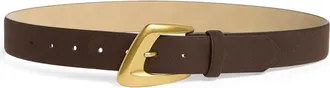 Vince Camuto Asymmetrical Buckle Faux Leather Belt in Brownie at Nordstrom Rack, Size X-Large