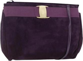 Ferragamo Pre-owned Cross Body Bags, female, Purple, Size: ONE SIZE Pre-owned Suede Shoulder Bag