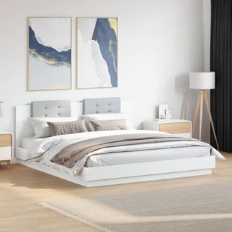 vidaXL Estructura De Cama Con Led Sin Colch&oacute;n Blanco 180x200 Cm Vidaxl