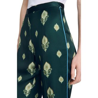 Sandro Paisley-print floaty trousers in Green at Nordstrom, Size 34