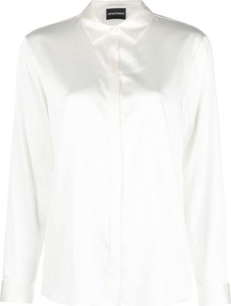 Emporio Armani satin silk shirt - women - Silk/Elastane - 42 - White