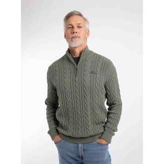 Weird Fish Heath 1/4 Zip Cable Knit Jumper in Woodland Sage at Nordstrom, Size Xxx-Large