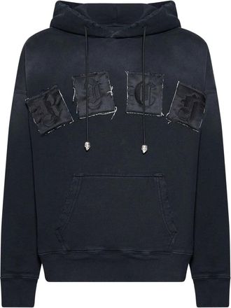John Richmond Felpa con cappuccio e logo frontale - Heren - Hoodies - Zwart - L - Hoodies & sweatvesten
