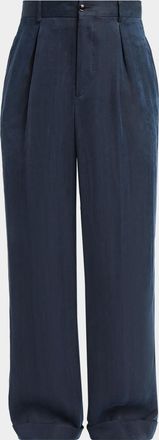 Giorgio Armani Men & apos;s Pleated-Front Virgin Wool Pants