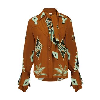 Johanna Ortiz Overhemden, Dames, Bruin, XS, Leer, Cabalgando Shirt