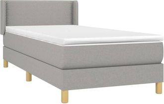 vidaXL Cama Box Spring Con Colch&oacute;n Tela Gris Claro 80x200 Cm Vidaxl
