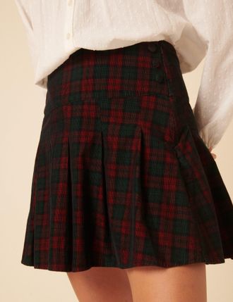 Nobody's Child Blue And Red Check Pleated Mini Skirt