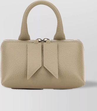 The Attico mini bow detail textured leather top handle bag