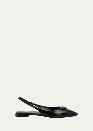 Prada Saffiano Leather Slingback Flats