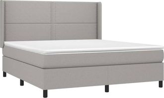 vidaXL Vidaxl - Cama Box Spring Con Colch&oacute;n Tela Gris Claro 180x200 Cm