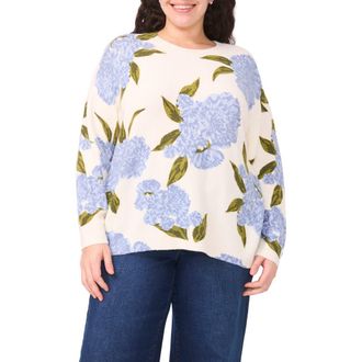 CeCe by Cynthia Steffe Rosa Jubilee Celebration Floral Sweater in New Ivory at Nordstrom, Size 2X