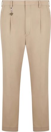 Prada Slim-fit Trousers, male, Beige, Size: XL Tailored trousers with logo