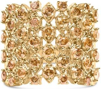 House of Brilliance 10K Yellow Gold 2.0 Cttw Brown Diamond Mesh Link Cocktail Ring at Nordstrom, Size 8