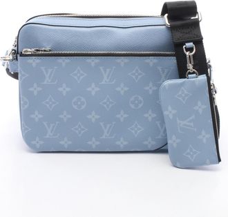 Louis Vuitton Blue Coated Canvas Leather Handbag Shoulder Bag (Pre-Owned)