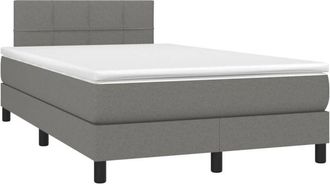 vidaXL Vidaxl - Cama Box Spring Con Colch&oacute;n Tela Gris Oscuro 120x200 Cm