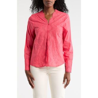 Forgotten Grace Eyelet Embroidered Button-Up Shirt in Teaberry at Nordstrom Rack, Size X-Large
