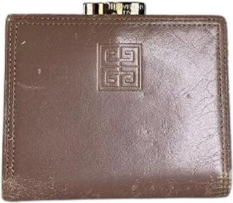 Givenchy Pre-owned Portemonnee van Leer met Logo-reli&euml;f - Dames - Vintage Accessoires - Bruin - ONE Size - Leer - Vintage