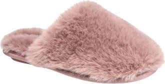Nine West Faux Fur Closed Scuff Slipper in Mauve at Nordstrom, Size Medium