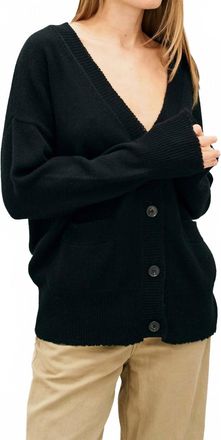 JUMPER 1234 Boyfriend With Buttons Heavy Cardigan In Black