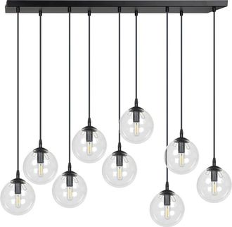 Wonderlamp Regleta de techo estilo vintage con 9 esferas de cristal transparente