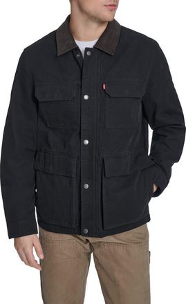 Levi's Corduroy Collar Cotton Canvas Jacket in Black at Nordstrom, Size Xx-Large