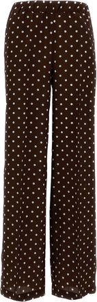 P.A.R.O.S.H. Brown Polka Dot Silk Trousers With Wide Leg