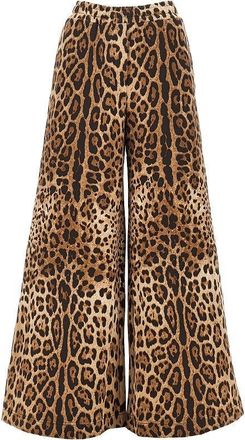 Dolce & Gabbana Wide-leg pants with leopard-print Woman 42