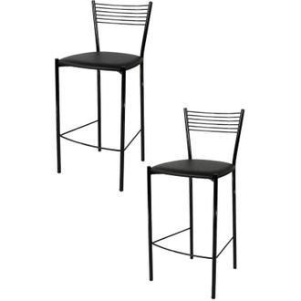 Tommychairs Tommychairs - Set 2 sgabelli alti modello Elegance per cucina e bar, struttura in acciaio verniciata colore nero e seduta imbottita e rivestita in