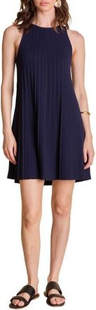 English Factory Pleated A-Line Knit Minidress in Navy at Nordstrom, Size X-Small