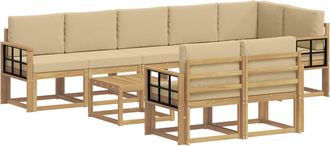 vidaXL Conjunto De Sof&aacute;s De Exterior 9 Uds. Y Beige Poli&eacute;ster Vidaxl