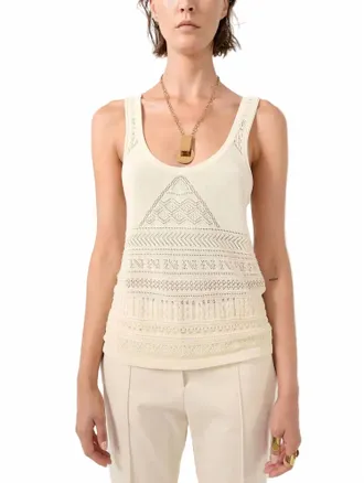 Barbara Bui Open Knit Tank Top In Off White