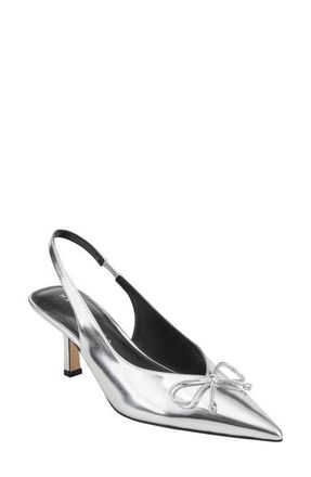 Marc Fisher Gretel Slingback Pointed Toe Bow Pump in Silver at Nordstrom, Size 6.5