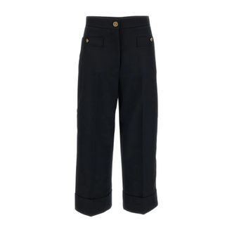 Thom Browne Cropped Broeken - Dames - Vrijetijds broeken - Blauw - M - Wol - Broeken