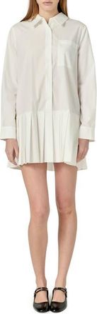English Factory Pleated Long Sleeve Shirtdress in White at Nordstrom, Size X-Small