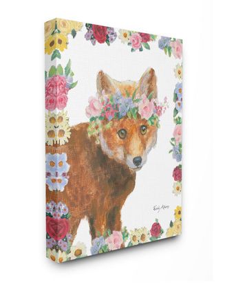 Stupell Industries Flower Friends Fox By Emily Adams Canvas Art