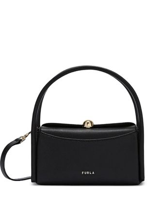Furla large Boston leather tote bag - women - Calf Leather/Polyester/Polyamide/Polyurethane/Calf Leather - One Size - Black