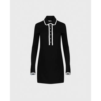 Anne Fontaine Womens Dress Estampe Black Long Sleeve Dress Featuring Classic Collar And Half-Placket With Pleated Trims at Nordstrom, Size 38 Eu