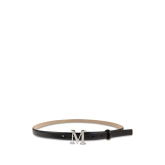 Max Mara Accessoires, Dames, Zwart, M, Leer, Leren Monogram Riem