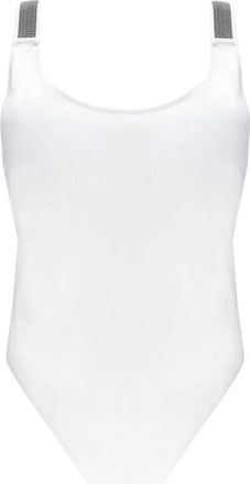 Brunello Cucinelli Monokini met messing details - Dames - Badpakken - Wit - XS - Badmode