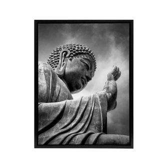 Artery8 Warby Buddha Po Lin Lantau Island HK Framed Canvas Wall Art Print in Grey | Size: W24 x H32