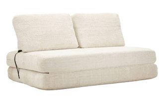 Mauro Ferretti Sof&aacute; cama en tejido boucl&eacute; blanco comprimido, 150x100x80 cm
