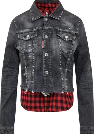 Dsquared2 Geruite Overhemdjasje - Dames - Spijkerjassen - Zwart - M - Denim - Jassen