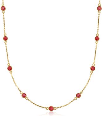 Ross-Simons Ruby Station Necklace in 18kt Gold Over Sterling