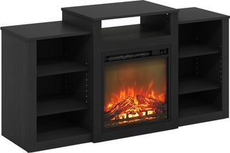 Furinno Jensen TV Stand with Electric Fireplace for TV up to 55, Americano