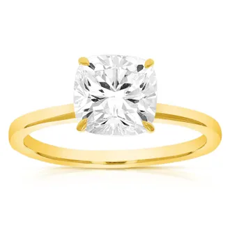 Vir Jewels 2 cttw Cushion Lab Grown Diamond Engagement Solitaire Ring in 14K Yellow Gold For Women
