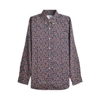 Lambretta Heren Paisley Lange Mouwen Overhemd (Marineblauw)