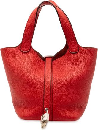 Herm&egrave;s Borsa a mano Picotin Lock in pelle Clemence 18 2020 - Rosso