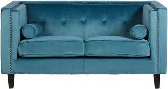 Premier Housewares Felisa 2 Seat Blue Velvet Sofa