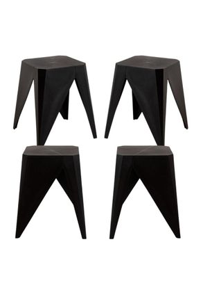 Regalos Miguel Packs Taburetes Altos - Pack 4 Taburetes Bul - Negro